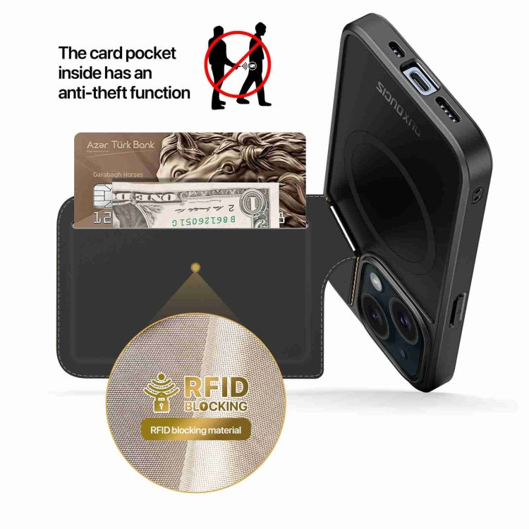 For iPhone 15 Plus DUX DUCIS Rafi II Series MagSafe Magnetic Holder RFID Phone Case(Black) - iPhone 15 Plus Cases by DUX DUCIS | Online Shopping South Africa | PMC Jewellery | Buy Now Pay Later Mobicred