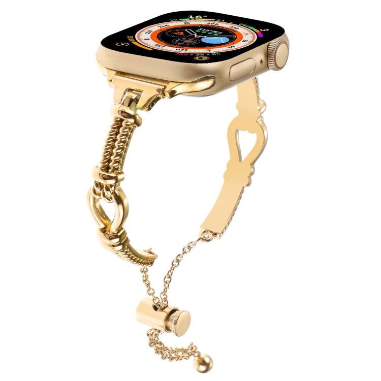 For Apple Watch 42mm Twist Metal Bracelet Chain Watch Band(Gold) - Watch Bands by PMC Jewellery | Online Shopping South Africa | PMC Jewellery