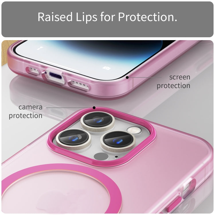 For iPhone 14 Pro MagSafe Frosted Translucent TPU + PC Full Coverage Phone Case(Pink) - iPhone 14 Pro Cases by PMC Jewellery | Online Shopping South Africa | PMC Jewellery