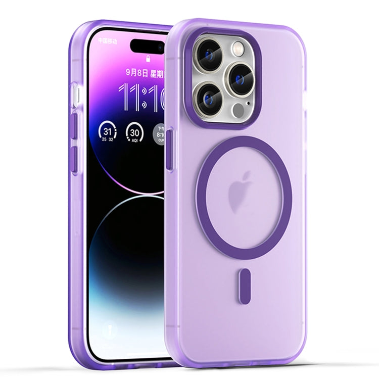 For iPhone 15 Pro MagSafe Frosted Translucent TPU + PC Full Coverage Phone Case(Dark Purple) - iPhone 15 Pro Cases by PMC Jewellery | Online Shopping South Africa | PMC Jewellery | Buy Now Pay Later Mobicred