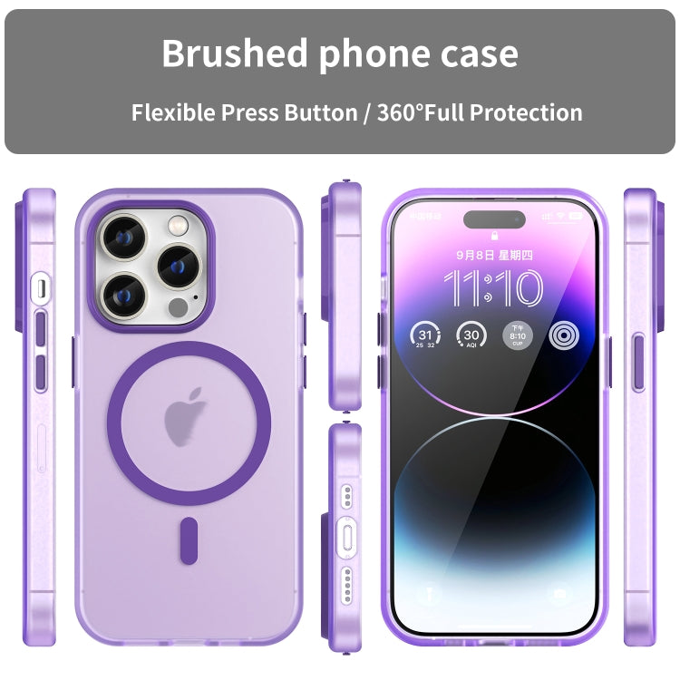 For iPhone 15 Pro MagSafe Frosted Translucent TPU + PC Full Coverage Phone Case(Dark Purple) - iPhone 15 Pro Cases by PMC Jewellery | Online Shopping South Africa | PMC Jewellery | Buy Now Pay Later Mobicred