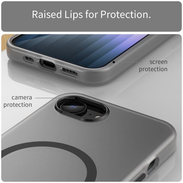 For iPhone 16e MagSafe Frosted Translucent TPU + PC Full Coverage Phone Case(Black) - iPhone 16e Cases by PMC TechLife | Online Shopping South Africa | PMC TechLife | Buy Now Pay Later Mobicred