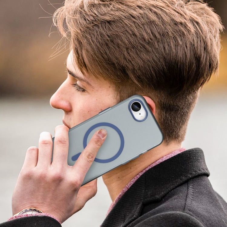 For iPhone 16e MagSafe Frosted Translucent TPU + PC Full Coverage Phone Case(Dark Blue) - iPhone 16e Cases by PMC TechLife | Online Shopping South Africa | PMC TechLife | Buy Now Pay Later Mobicred