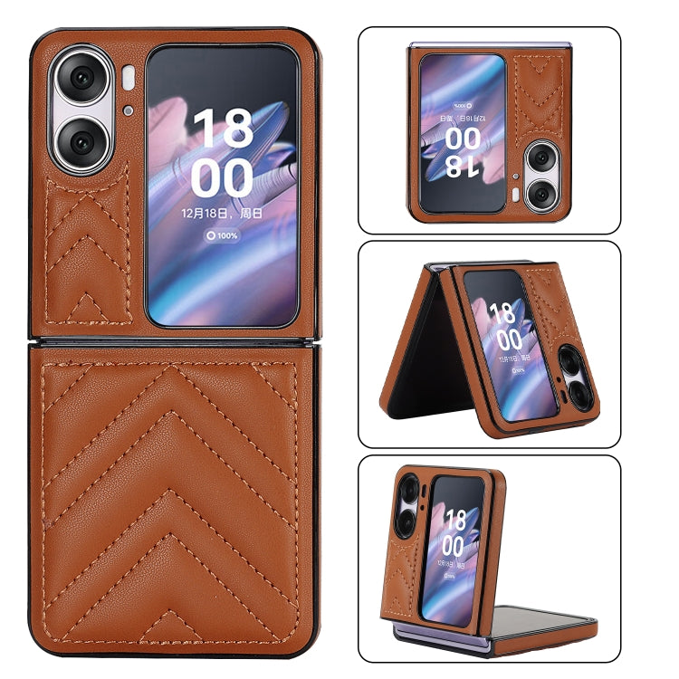 For OPPO Find N2 Flip V-shaped Folding Phone Case(Brown) - Find N2 Flip Cases by PMC Jewellery | Online Shopping South Africa | PMC Jewellery | Buy Now Pay Later Mobicred