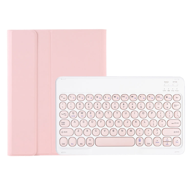 For Samsung Galaxy Tab S9 FE Candy Color TPU Round Keycap Bluetooth Keyboard Leather Case with Pen Slot(Pink) - Samsung Keyboard by PMC Jewellery | Online Shopping South Africa | PMC Jewellery