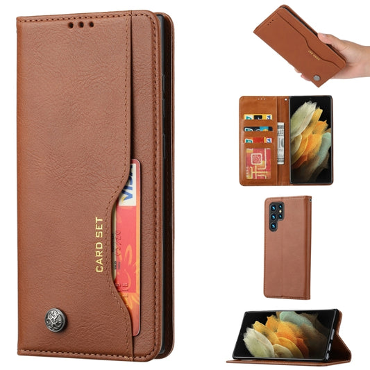 For Samsung Galaxy S25 Ultra 5G Knead Skin Texture Flip Leather Phone Case(Brown) - Galaxy S25 Ultra 5G Cases by PMC Jewellery | Online Shopping South Africa | PMC Jewellery | Buy Now Pay Later Mobicred