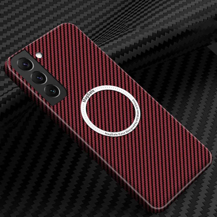 For Samsung Galaxy S25 5G Carbon Fiber Texture MagSafe Magnetic Phone Case(Red) - Galaxy S25 5G Cases by PMC Jewellery | Online Shopping South Africa | PMC Jewellery | Buy Now Pay Later Mobicred