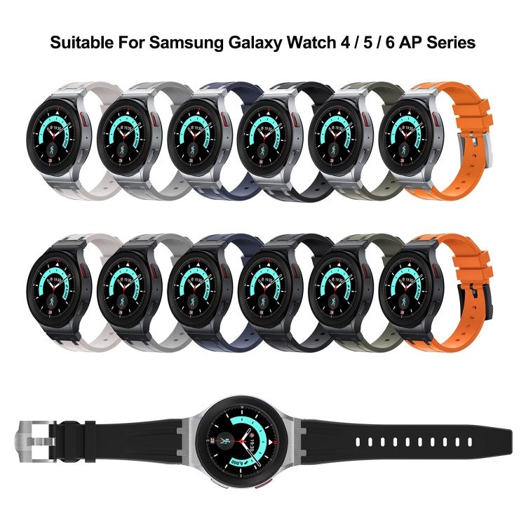 For Samsung Galaxy watch 4 / 5 / 6 AP Series Liquid Silicone Watch Band(Black Orange) - Watch Bands by PMC Jewellery | Online Shopping South Africa | PMC Jewellery