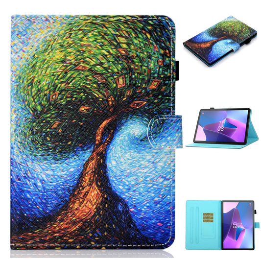 For Lenovo Tab P12 2023 / TB370FU Coloured Drawing Stitching Smart Leather Tablet Case(Abstract Tree) - Lenovo by PMC Jewellery | Online Shopping South Africa | PMC Jewellery | Buy Now Pay Later Mobicred