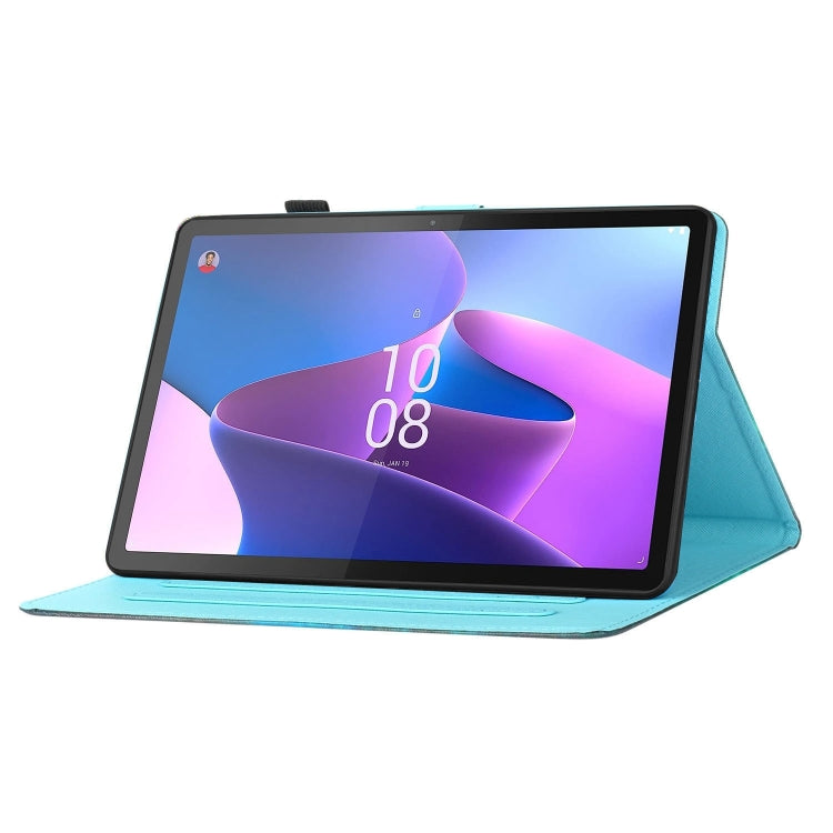For Lenovo Tab P12 2023 / TB370FU Coloured Drawing Stitching Smart Leather Tablet Case(Blue White Cat) - Lenovo by PMC TechLife | Online Shopping South Africa | PMC TechLife | Buy Now Pay Later Mobicred