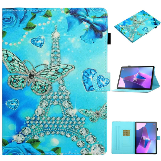 For Lenovo Tab P12 2023 / TB370FU Coloured Drawing Stitching Smart Leather Tablet Case(Butterfly Tower) - Lenovo by PMC Jewellery | Online Shopping South Africa | PMC Jewellery | Buy Now Pay Later Mobicred