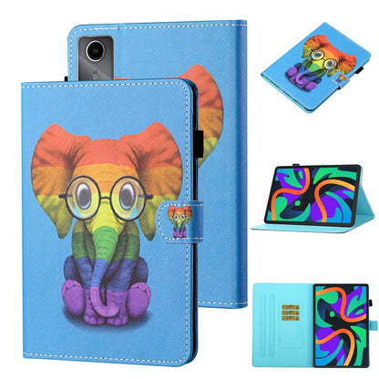 For Lenovo Tab M11/ Xiaoxin Pad 11 2024 Coloured Drawing Stitching Smart Leather Tablet Case(Colorful Elephant) - Lenovo by PMC Jewellery | Online Shopping South Africa | PMC Jewellery | Buy Now Pay Later Mobicred