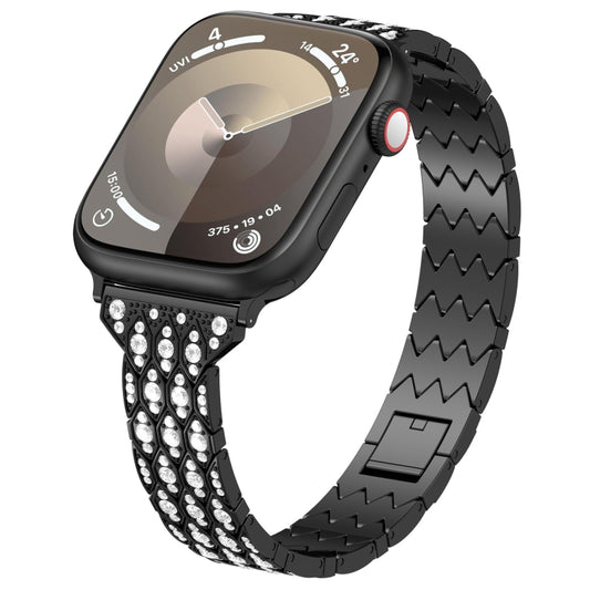 For Apple Watch Series 9 41mm Devil Eye Diamond Bracelet Metal Watch Band(Black) - Watch Bands by PMC Jewellery | Online Shopping South Africa | PMC Jewellery