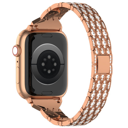 For Apple Watch Series 4 44mm Devil Eye Diamond Bracelet Metal Watch Band(Rose Gold) - Watch Bands by PMC Jewellery | Online Shopping South Africa | PMC Jewellery