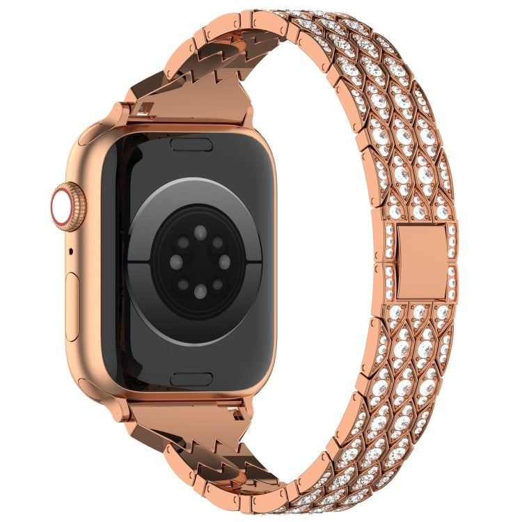 For Apple Watch Series 2 42mm Devil Eye Diamond Bracelet Metal Watch Band(Rose Gold) - Watch Bands by PMC Jewellery | Online Shopping South Africa | PMC Jewellery