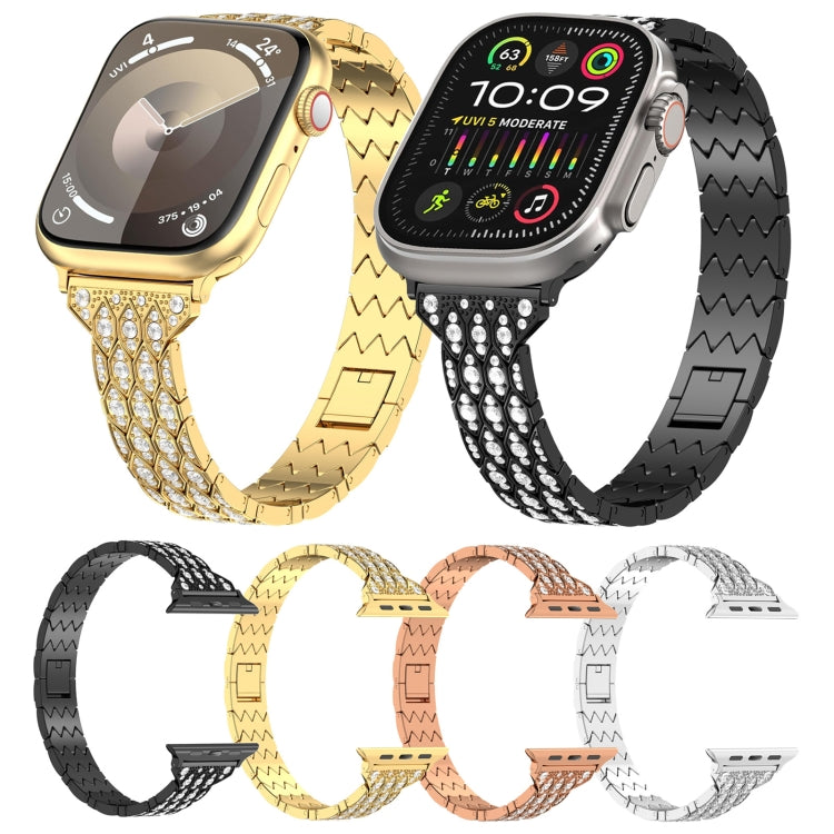 For Apple Watch Ultra 49mm Devil Eye Diamond Bracelet Metal Watch Band(Gold) - Watch Bands by PMC Jewellery | Online Shopping South Africa | PMC Jewellery