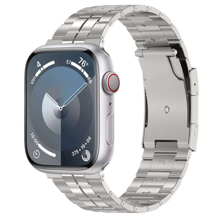 For Apple Watch Series 7 45mm Tortoise Buckle Titanium Steel Watch Band(Silver) - Watch Bands by PMC Jewellery | Online Shopping South Africa | PMC Jewellery