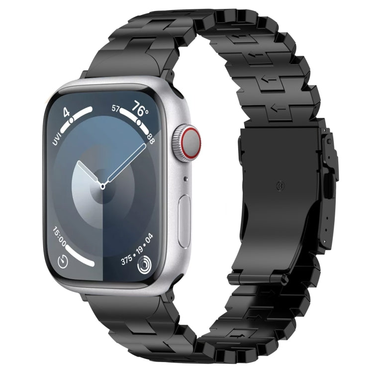 For Apple Watch Series 7 45mm Butterfly Type Titanium Steel Watch Band(Black) - Watch Bands by PMC Jewellery | Online Shopping South Africa | PMC Jewellery