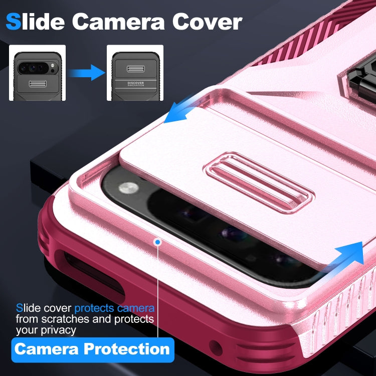 For Google Pixel 9 Pro XL Sliding Camshield Holder Phone Case(Pink + Rose Red) - Google Cases by PMC Jewellery | Online Shopping South Africa | PMC Jewellery | Buy Now Pay Later Mobicred