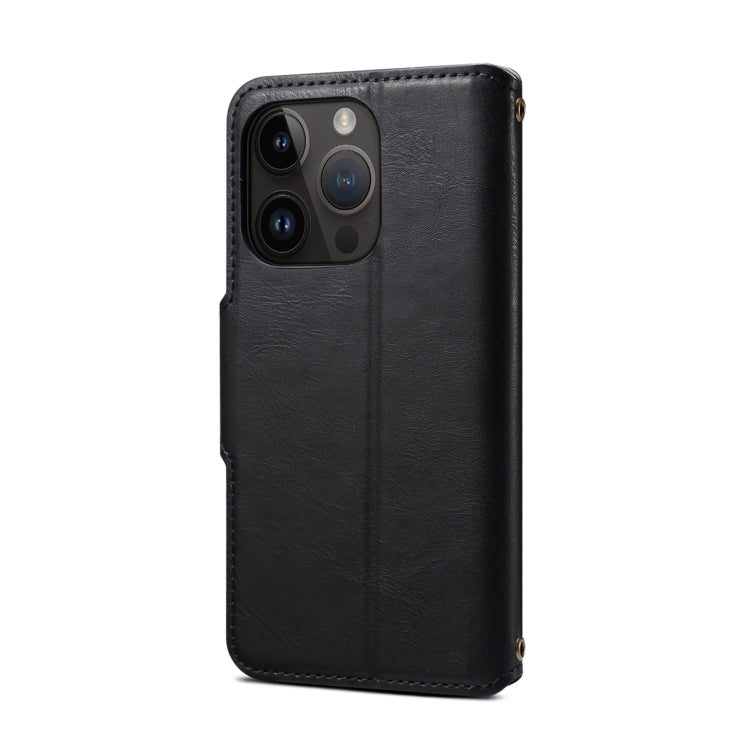 For iPhone 15 Pro Max Denior Cowhide Texture Wallet Style Leather Phone Case(Black) - iPhone 15 Pro Max Cases by Denior | Online Shopping South Africa | PMC Jewellery | Buy Now Pay Later Mobicred