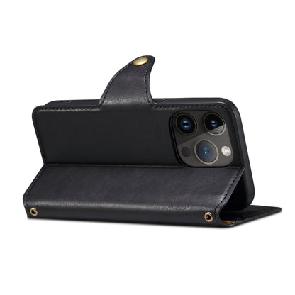 For iPhone 15 Pro Max Denior Cowhide Texture Wallet Style Leather Phone Case(Black) - iPhone 15 Pro Max Cases by Denior | Online Shopping South Africa | PMC Jewellery | Buy Now Pay Later Mobicred