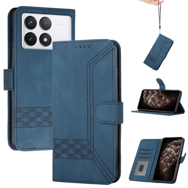 For Xiaomi Redmi K70 Cubic Skin Feel Flip Leather Phone Case(Blue) - K70 Cases by PMC Jewellery | Online Shopping South Africa | PMC Jewellery | Buy Now Pay Later Mobicred