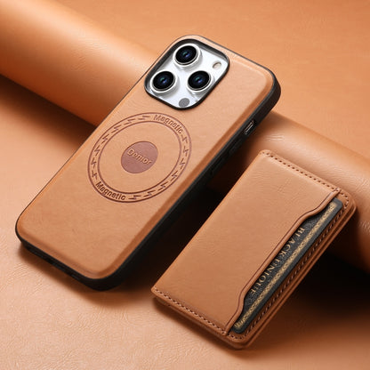 For iPhone 14 Plus Denior Cowhide Texture Leather MagSafe Detachable Wallet Phone Case(Khaki) - iPhone 14 Plus Cases by Denior | Online Shopping South Africa | PMC Jewellery | Buy Now Pay Later Mobicred