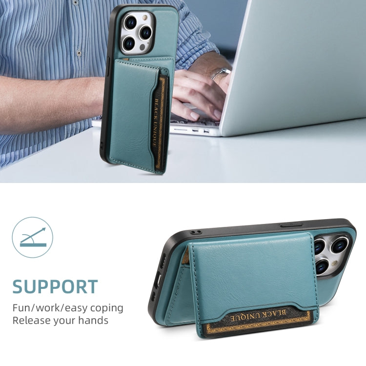 For iPhone 14 Pro Max Denior Cowhide Texture Leather MagSafe Detachable Wallet Phone Case(Blue) - iPhone 14 Pro Max Cases by Denior | Online Shopping South Africa | PMC Jewellery | Buy Now Pay Later Mobicred