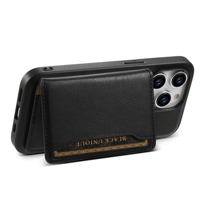 For iPhone 14 Pro Max Denior Cowhide Texture Leather MagSafe Detachable Wallet Phone Case(Black) - iPhone 14 Pro Max Cases by Denior | Online Shopping South Africa | PMC Jewellery | Buy Now Pay Later Mobicred