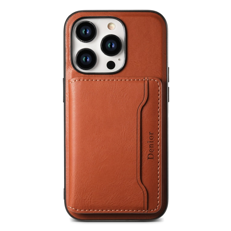 For iPhone 13 Denior Cowhide Texture Leather MagSafe Detachable Wallet Phone Case(Brown) - iPhone 13 Cases by Denior | Online Shopping South Africa | PMC Jewellery | Buy Now Pay Later Mobicred