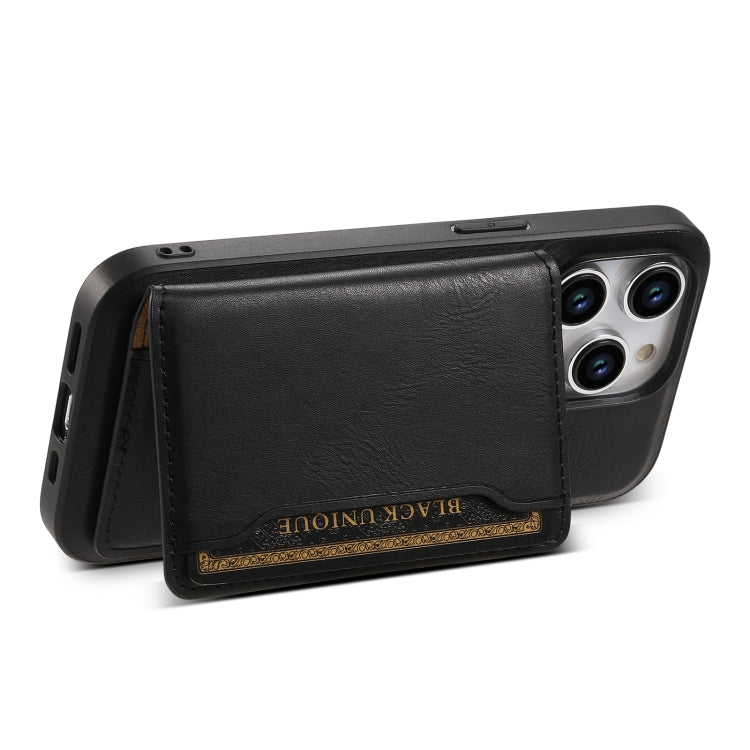 For iPhone 12 Denior Cowhide Texture Leather MagSafe Detachable Wallet Phone Case(Black) - iPhone 12 / 12 Pro Cases by Denior | Online Shopping South Africa | PMC Jewellery | Buy Now Pay Later Mobicred