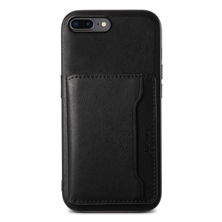 For iPhone 8 Plus/7 Plus Denior Cowhide Texture Leather MagSafe Detachable Wallet Phone Case(Black) - More iPhone Cases by Denior | Online Shopping South Africa | PMC Jewellery | Buy Now Pay Later Mobicred