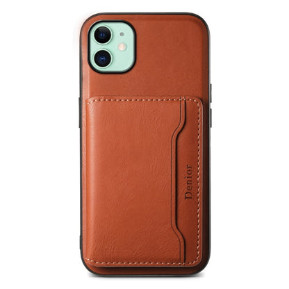 For iPhone 11 Denior Cowhide Texture Leather MagSafe Detachable Wallet Phone Case(Brown) - iPhone 11 Cases by Denior | Online Shopping South Africa | PMC Jewellery | Buy Now Pay Later Mobicred