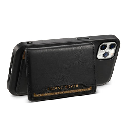 For iPhone 11 Pro Max Denior Cowhide Texture Leather MagSafe Detachable Wallet Phone Case(Black) - iPhone 11 Pro Max Cases by Denior | Online Shopping South Africa | PMC Jewellery | Buy Now Pay Later Mobicred