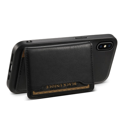 For iPhone X / XS Denior Cowhide Texture Leather MagSafe Detachable Wallet Phone Case(Black) - More iPhone Cases by Denior | Online Shopping South Africa | PMC Jewellery | Buy Now Pay Later Mobicred