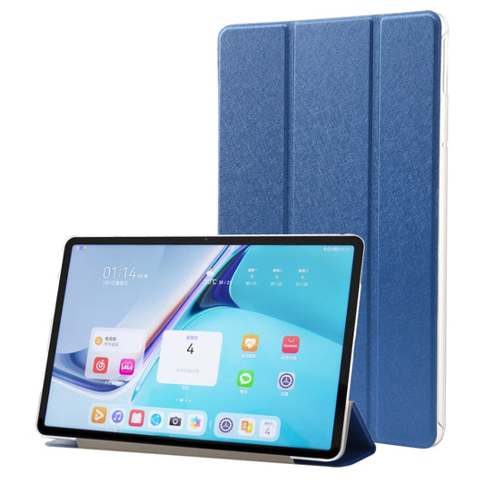 For Huawei MatePad Pro 11 2024 Silk Texture 3-Fold Leather Tablet Case(Dark Blue) - Huawei by PMC Jewellery | Online Shopping South Africa | PMC Jewellery | Buy Now Pay Later Mobicred