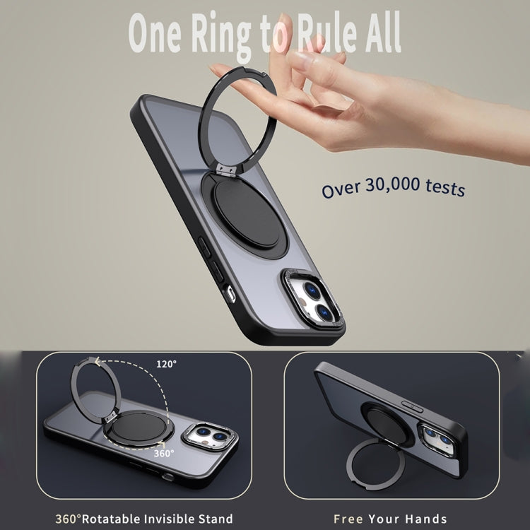For iPhone 12 360-degree Rotating MagSafe Magnetic Holder Phone Case(Black) - iPhone 12 / 12 Pro Cases by PMC TechLife | Online Shopping South Africa | PMC TechLife