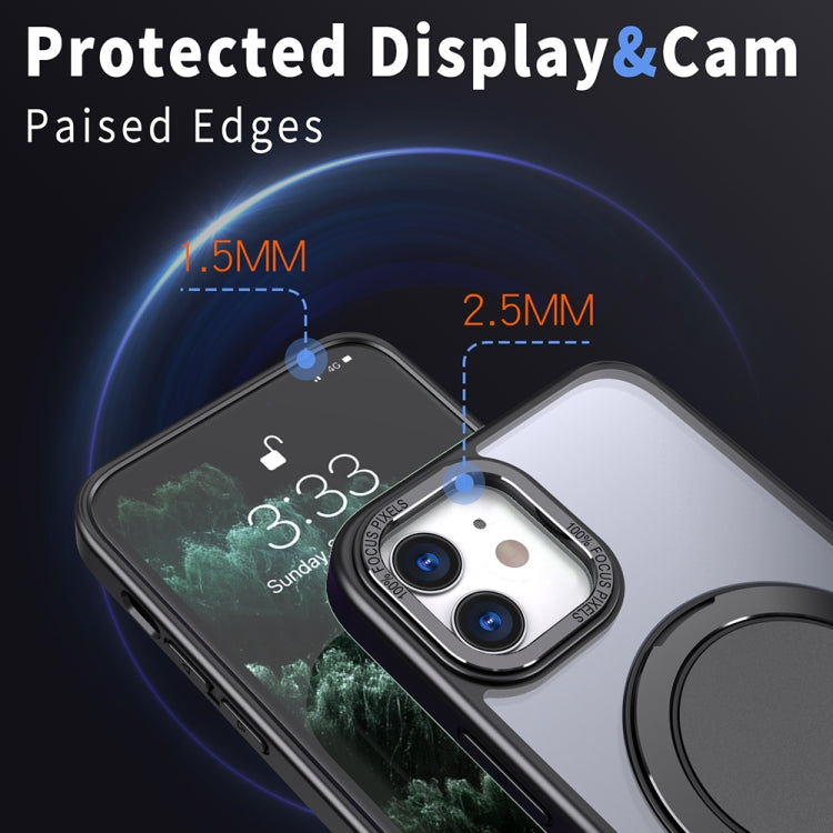 For iPhone 12 360-degree Rotating MagSafe Magnetic Holder Phone Case(Black) - iPhone 12 / 12 Pro Cases by PMC TechLife | Online Shopping South Africa | PMC TechLife