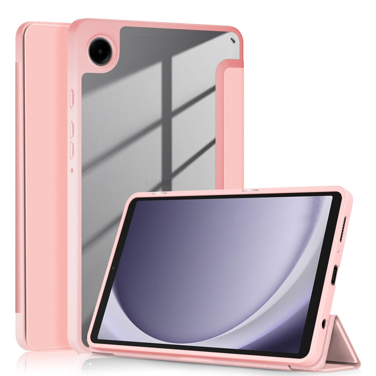 For Samsung Galaxy Tab A9 Acrylic 3-folding Solid Color Smart Leather Tablet Case(Pink) - Galaxy Tab A9 by PMC Jewellery | Online Shopping South Africa | PMC Jewellery