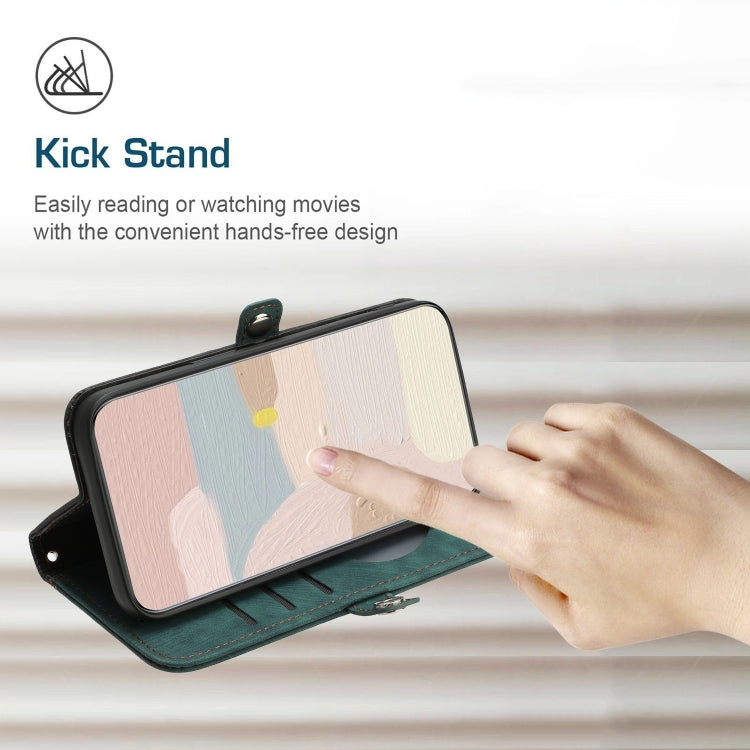 For Google Pixel 9 Side Buckle Double Fold Hand Strap Leather Phone Case(Dark Green) - Google Cases by PMC TechLife | Online Shopping South Africa | PMC TechLife | Buy Now Pay Later Mobicred
