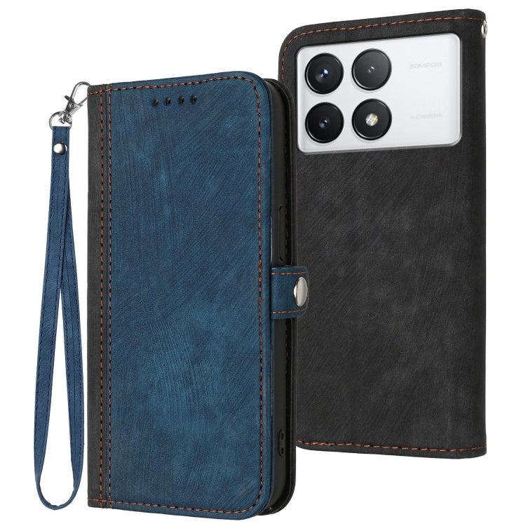 For Xiaomi Redmi K70 Side Buckle Double Fold Hand Strap Leather Phone Case(Royal Blue) - K70 Cases by PMC Jewellery | Online Shopping South Africa | PMC Jewellery | Buy Now Pay Later Mobicred