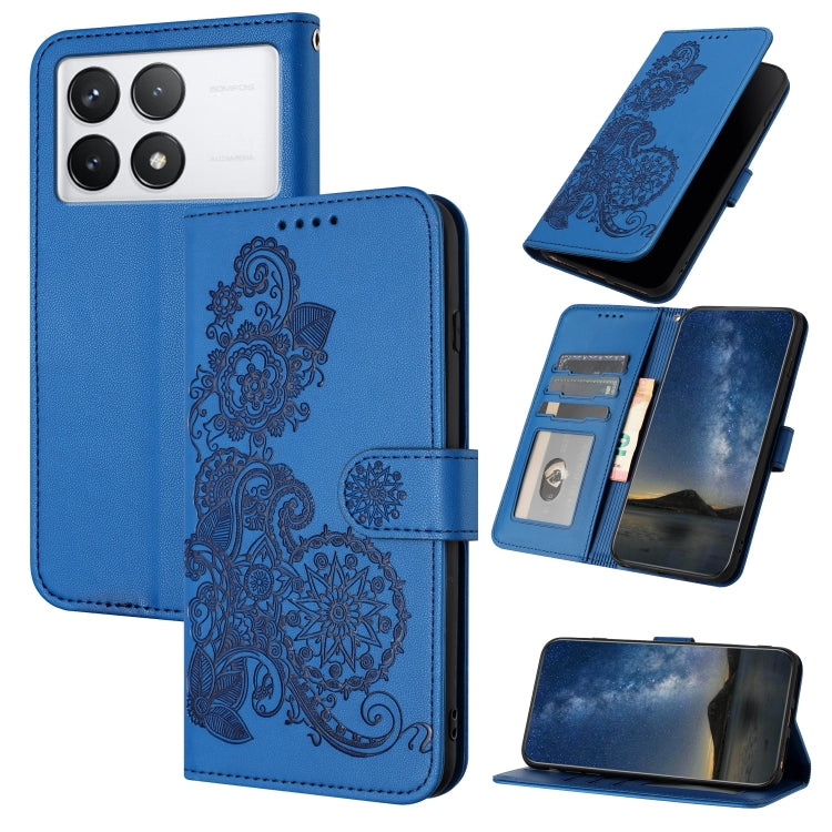 For Xiaomi Redmi K70 Datura Flower Embossed Flip Leather Phone Case(Blue) - K70 Cases by PMC Jewellery | Online Shopping South Africa | PMC Jewellery | Buy Now Pay Later Mobicred