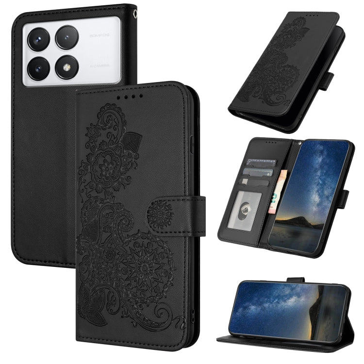 For Xiaomi Redmi K70 Datura Flower Embossed Flip Leather Phone Case(Black) - K70 Cases by PMC Jewellery | Online Shopping South Africa | PMC Jewellery | Buy Now Pay Later Mobicred