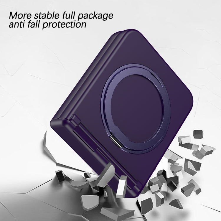 For Samsung Galaxy Z Flip5 5G 360 Degree Stand MagSafe Magnetic All-inclusive Phone Case(Dark Purple) - Galaxy Z Flip5 Cases by PMC Jewellery | Online Shopping South Africa | PMC Jewellery