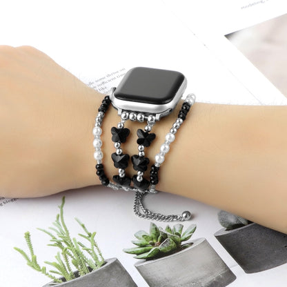 For Apple Watch SE 2023 40mm Butterfly Chain Bracelet Metal Watch Band(Black) - Watch Bands by PMC Jewellery | Online Shopping South Africa | PMC Jewellery