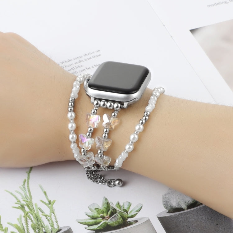 For Apple Watch Ultra 2 49mm Butterfly Chain Bracelet Metal Watch Band(Transparent Silver) - Watch Bands by PMC Jewellery | Online Shopping South Africa | PMC Jewellery