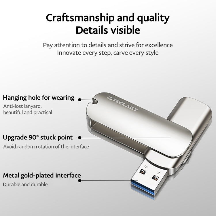 Teclast Leishen Plus Series USB3.0 Twister Flash Drive, Memory:64GB(Silver) - USB Flash Drives by TECLAST | Online Shopping South Africa | PMC Jewellery | Buy Now Pay Later Mobicred