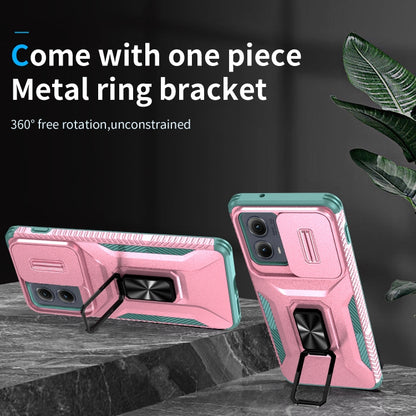 For Motorola Edge 5G 2024 Sliding Camshield Holder Phone Case(Pink + Grey Green) - Motorola Cases by PMC Jewellery | Online Shopping South Africa | PMC Jewellery | Buy Now Pay Later Mobicred