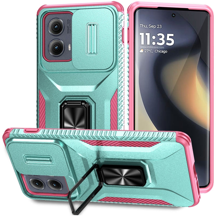 For Motorola Edge 5G 2024 Sliding Camshield Holder Phone Case(Grey Green + Pink) - Motorola Cases by PMC Jewellery | Online Shopping South Africa | PMC Jewellery | Buy Now Pay Later Mobicred