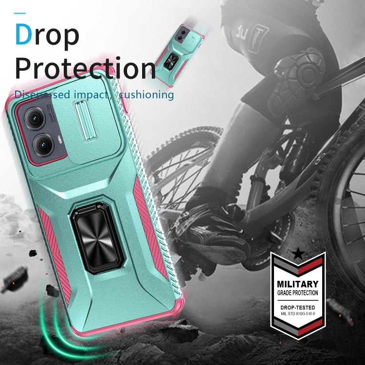 For Motorola Edge 5G 2024 Sliding Camshield Holder Phone Case(Grey Green + Pink) - Motorola Cases by PMC Jewellery | Online Shopping South Africa | PMC Jewellery | Buy Now Pay Later Mobicred